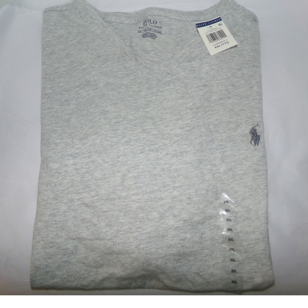 Polo Ralph Lauren Mens XXL V-Neck T-Shirt Gray Heather Pony Logo NWT